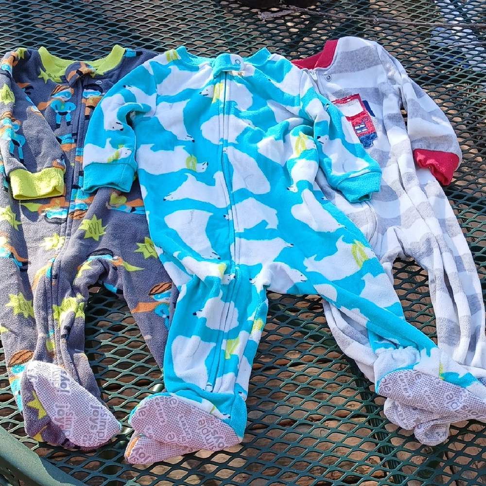 Cozy Kids One Piece Pajamas - Blue, Gray, White